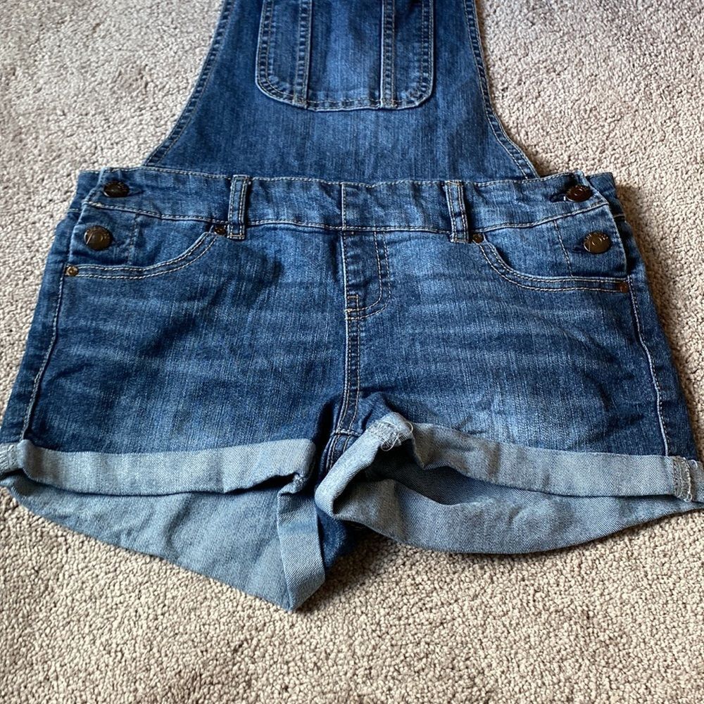 Bluespice Medium Wash Denim Overall Shorts Cuffed Juniors SIZE 1 - Picture 7 of 8